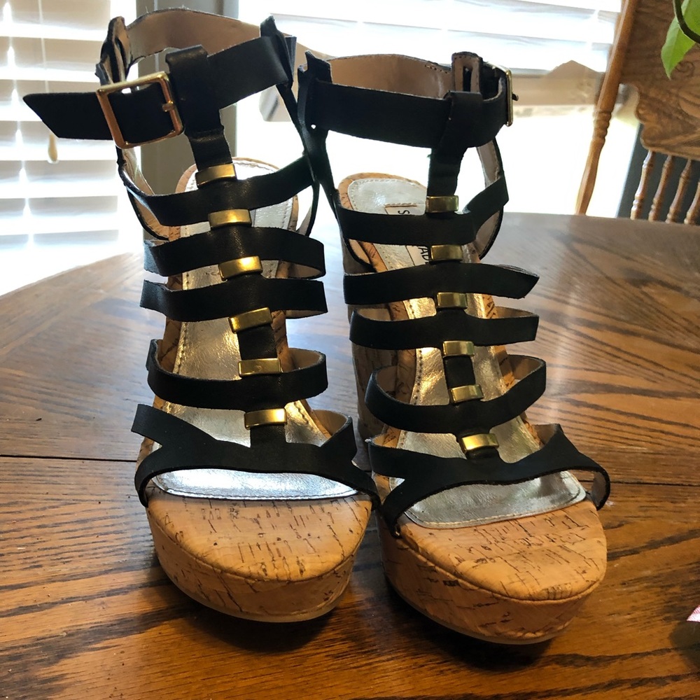 Black/Gold Cork Wedge